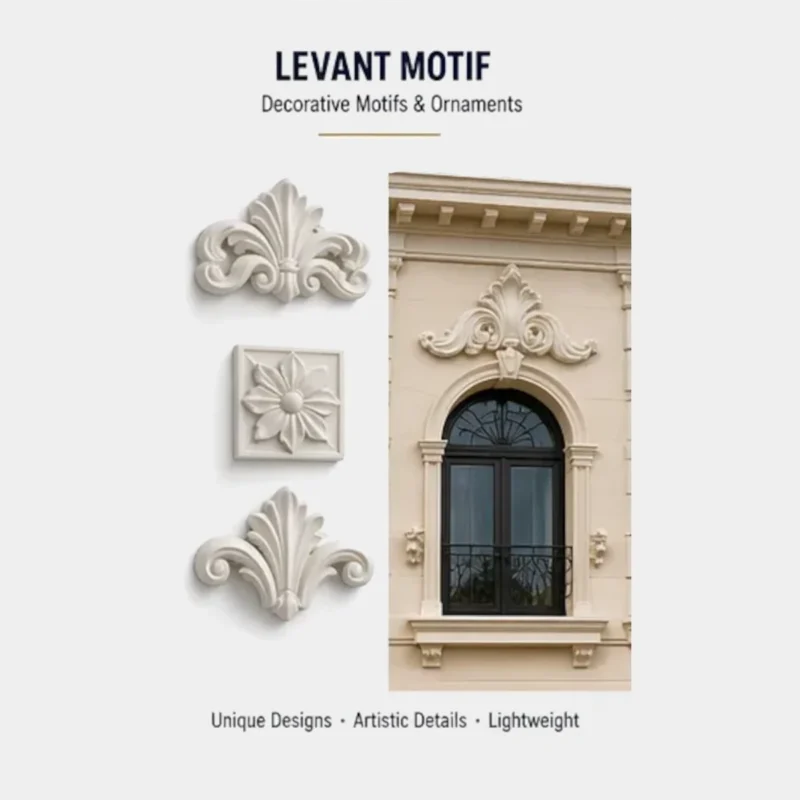Levant motif decorative facade ornament for architectural design and exterior wall decoration
