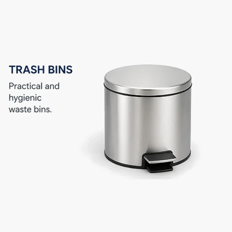 Trash bins for hygienic waste management in residential, commercial, and public spaces